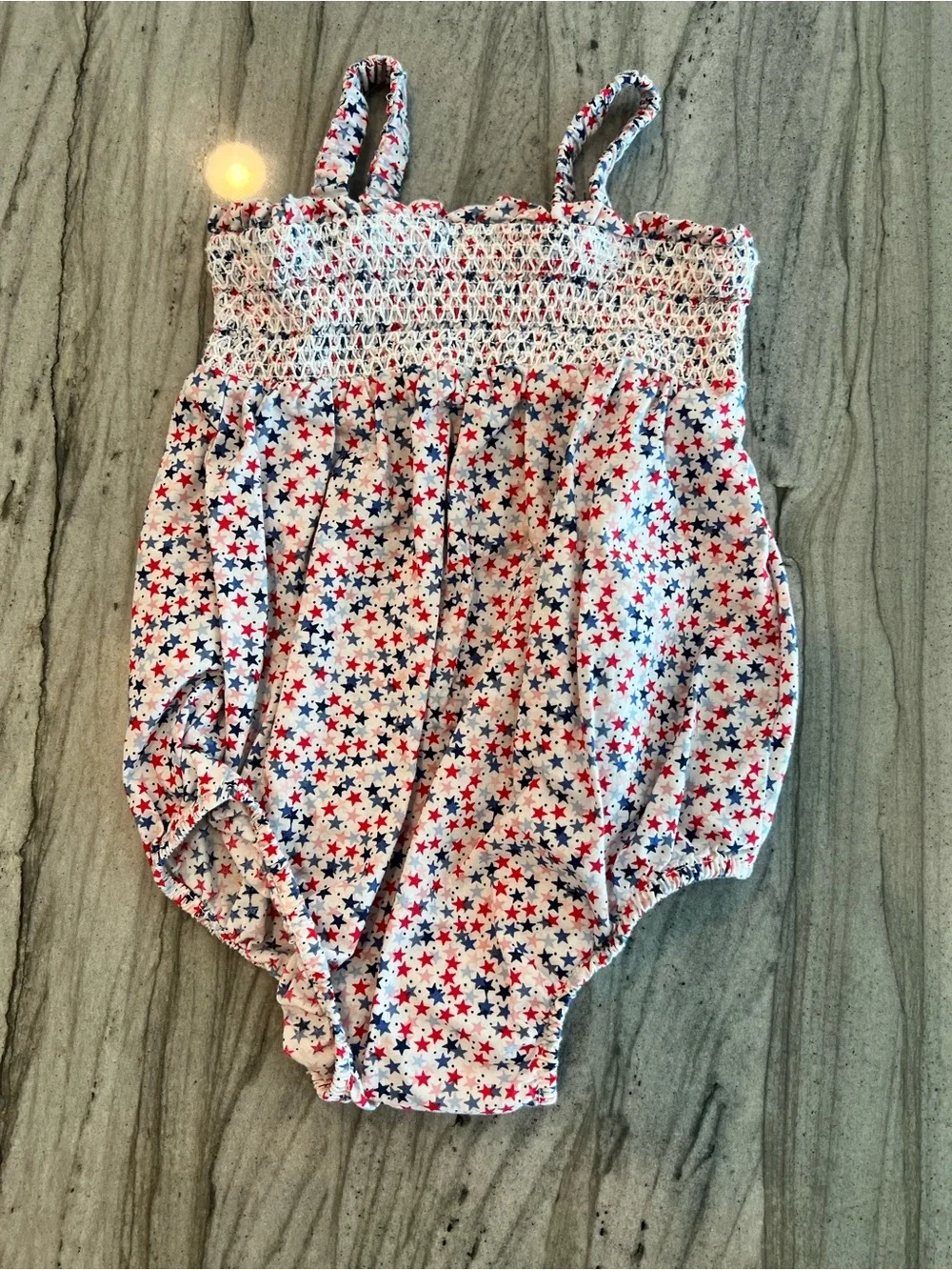 GAP White Romper with Red & Blue Star Print